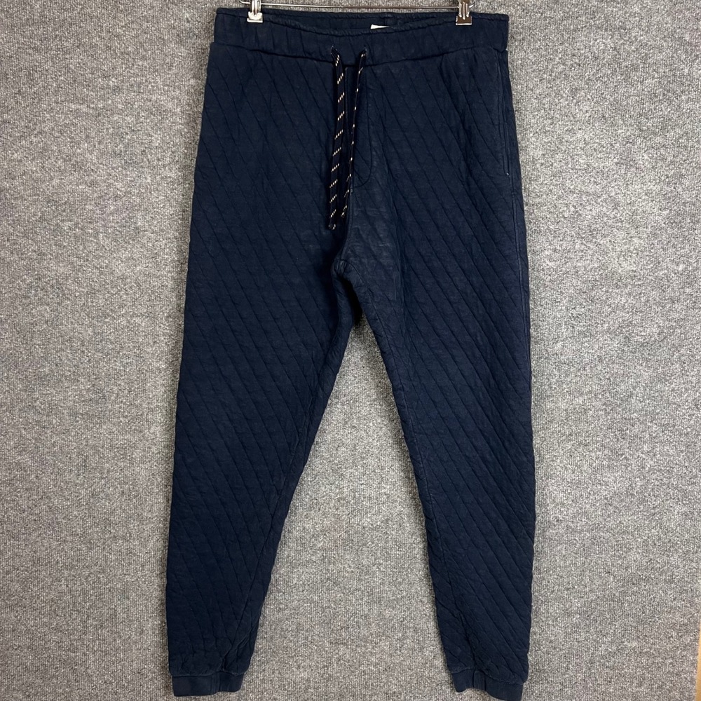 Wellen Quilted Joggers Mens XL Navy Blue Fair Diamond Pattern Drawstring